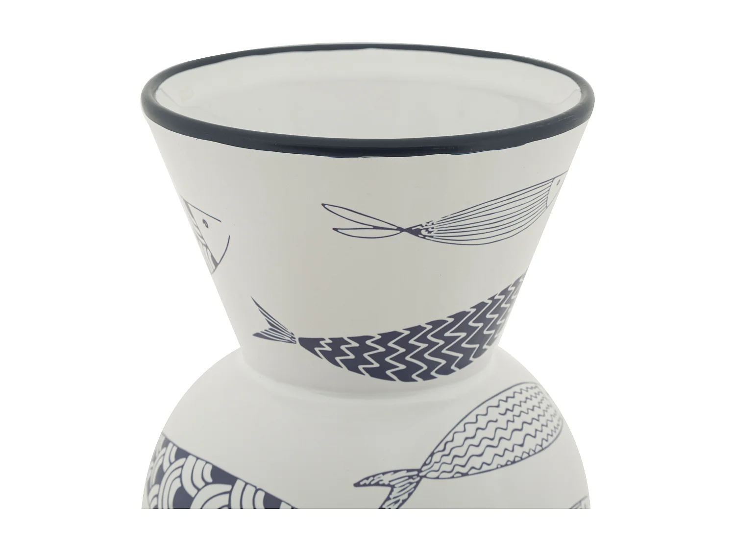 Vaso in ceramica bianco con pesci Ø cm 14x38,5