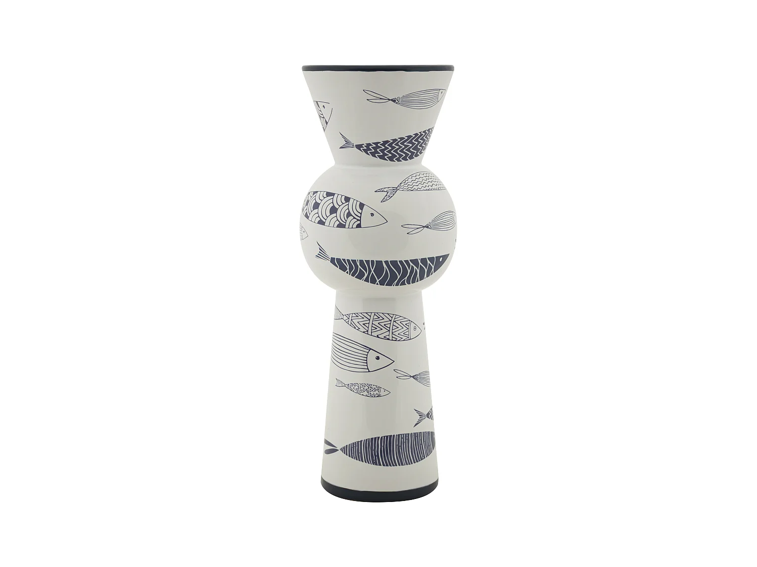 Vase Fish Tall - Design Marin en Céramique - Diamètre 14 cm, Hauteur 38,5 cm