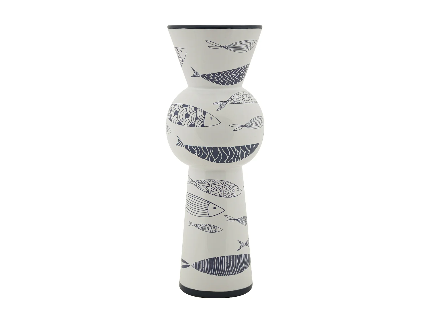 Vase Haut en Céramique "Poissons" 38cm Multicolore