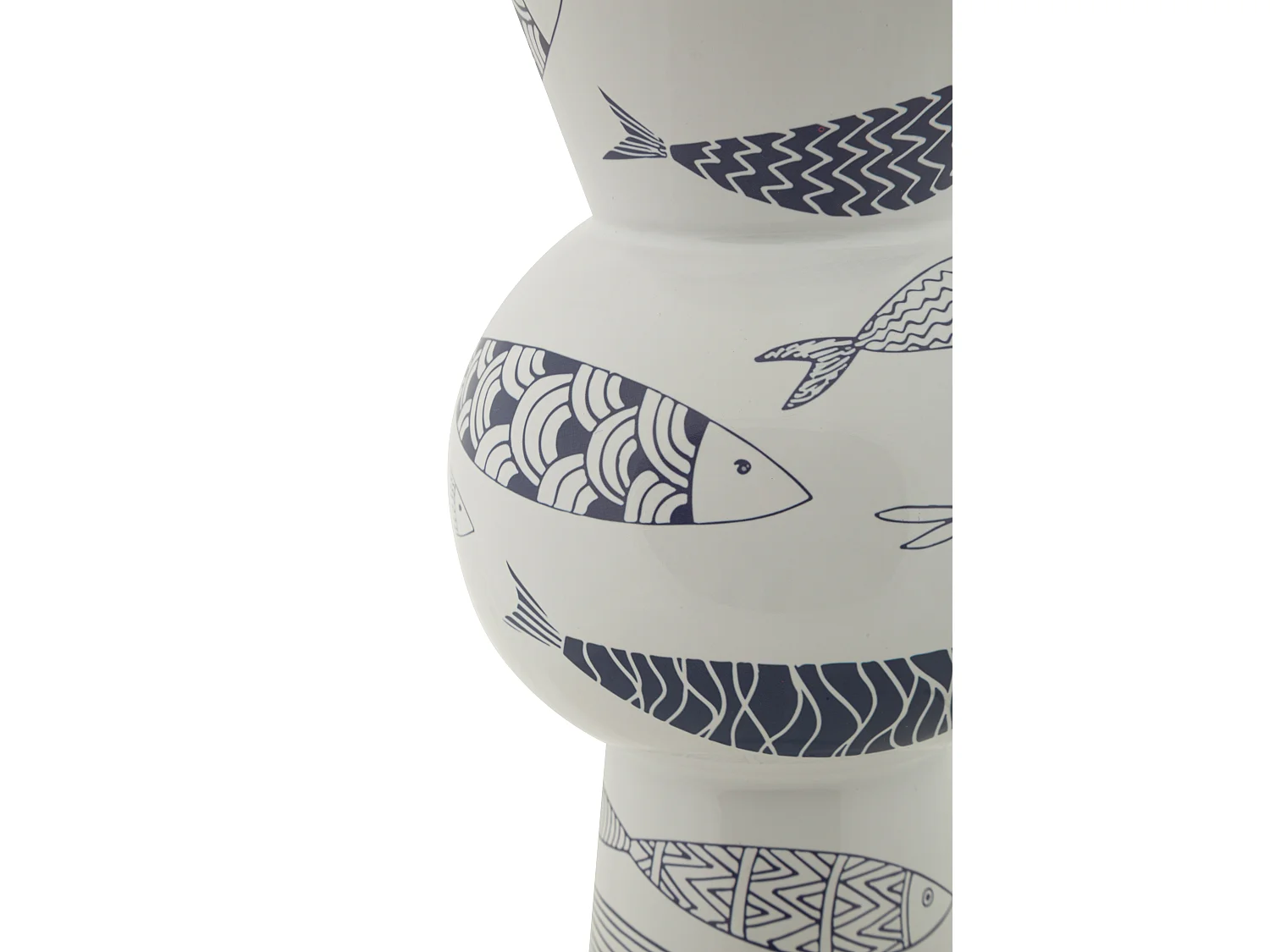 Vase Haut en Céramique "Poissons" 38cm Multicolore