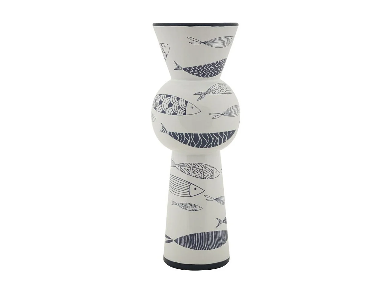 Vase Haut en Céramique "Poissons" 38cm Multicolore