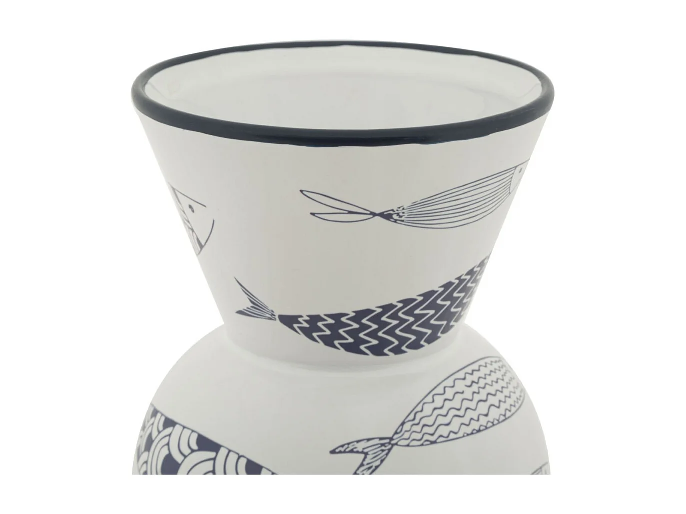 Vase Haut en Céramique "Poissons" 38cm Multicolore