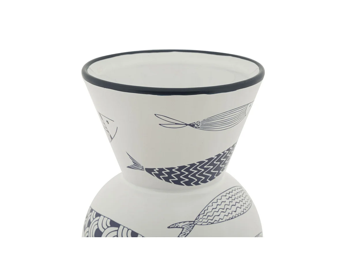 Vase Haut en Céramique "Poissons" 38cm Multicolore