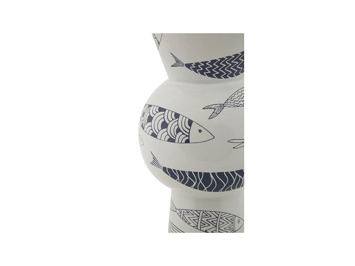 Vase Haut en Céramique "Poissons" 38cm Multicolore