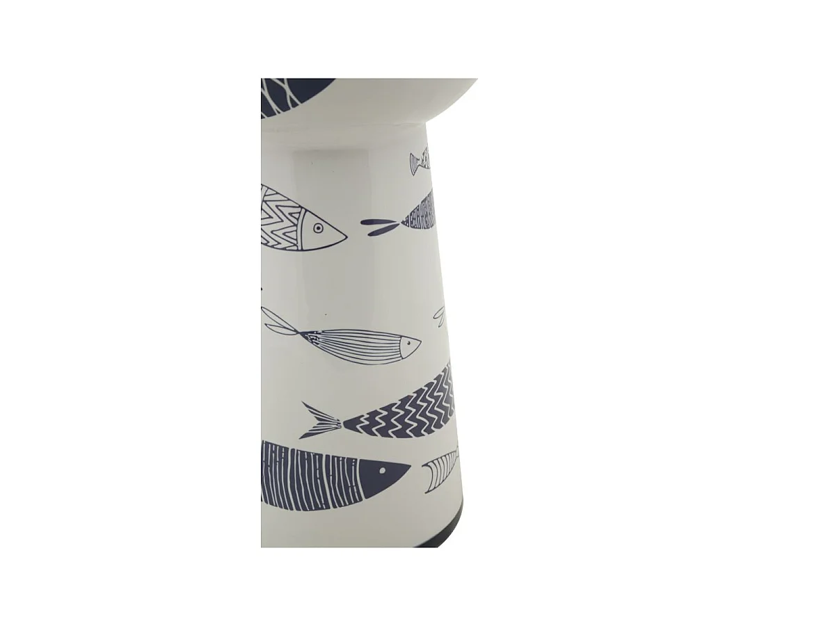Vase Haut en Céramique "Poissons" 38cm Multicolore