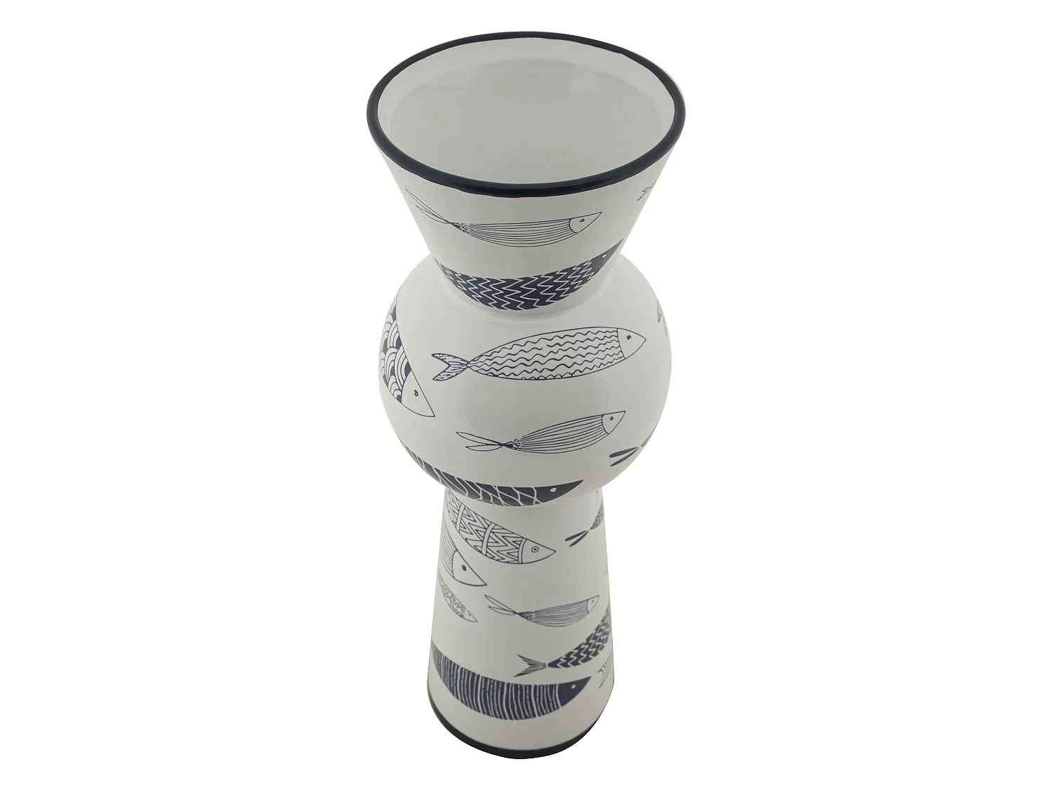 Vase Haut en Céramique "Poissons" 38cm Multicolore
