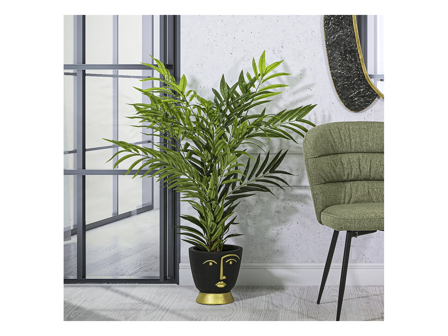 Vase Design Visage "Tribal" 25cm Noir & Or