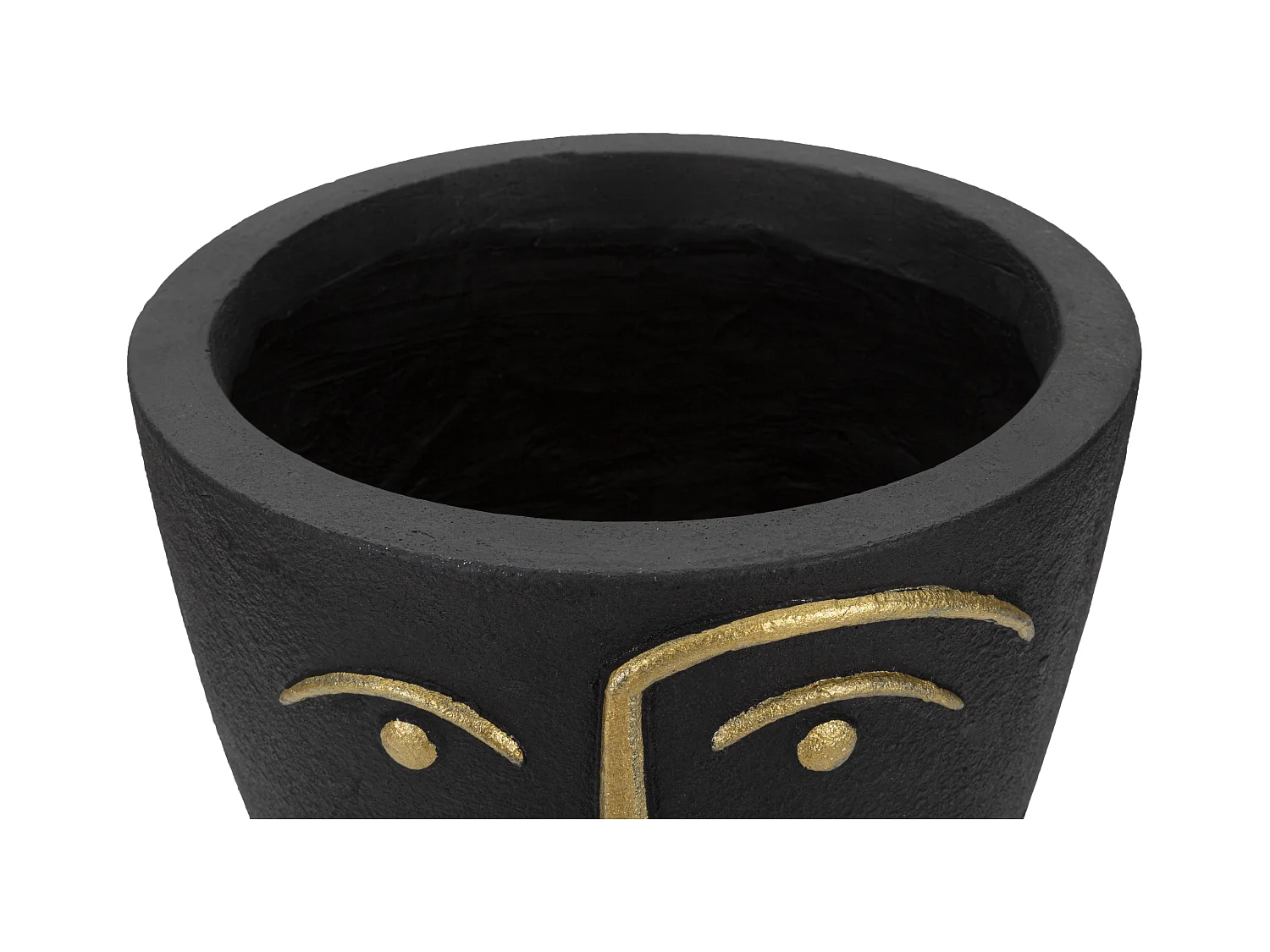 Vase Design Visage "Tribal" 25cm Noir & Or
