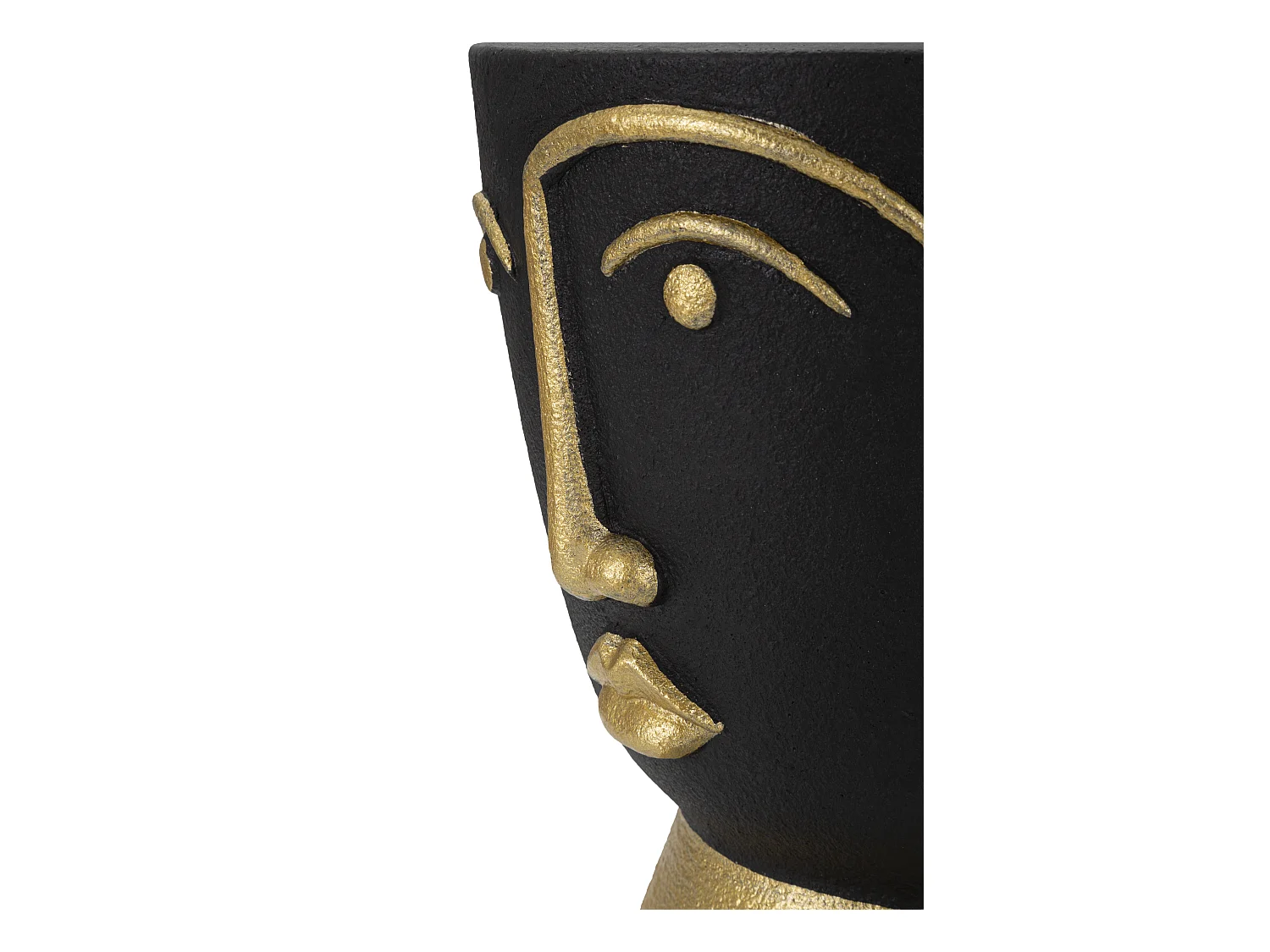 Vase Design Visage "Tribal" 25cm Noir & Or