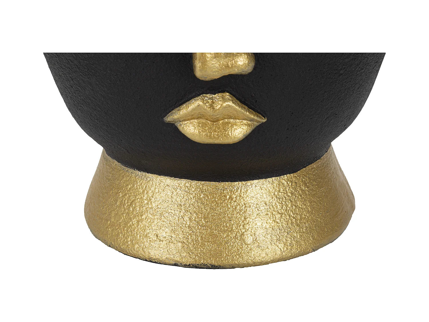 Vase Design Visage "Tribal" 25cm Noir & Or