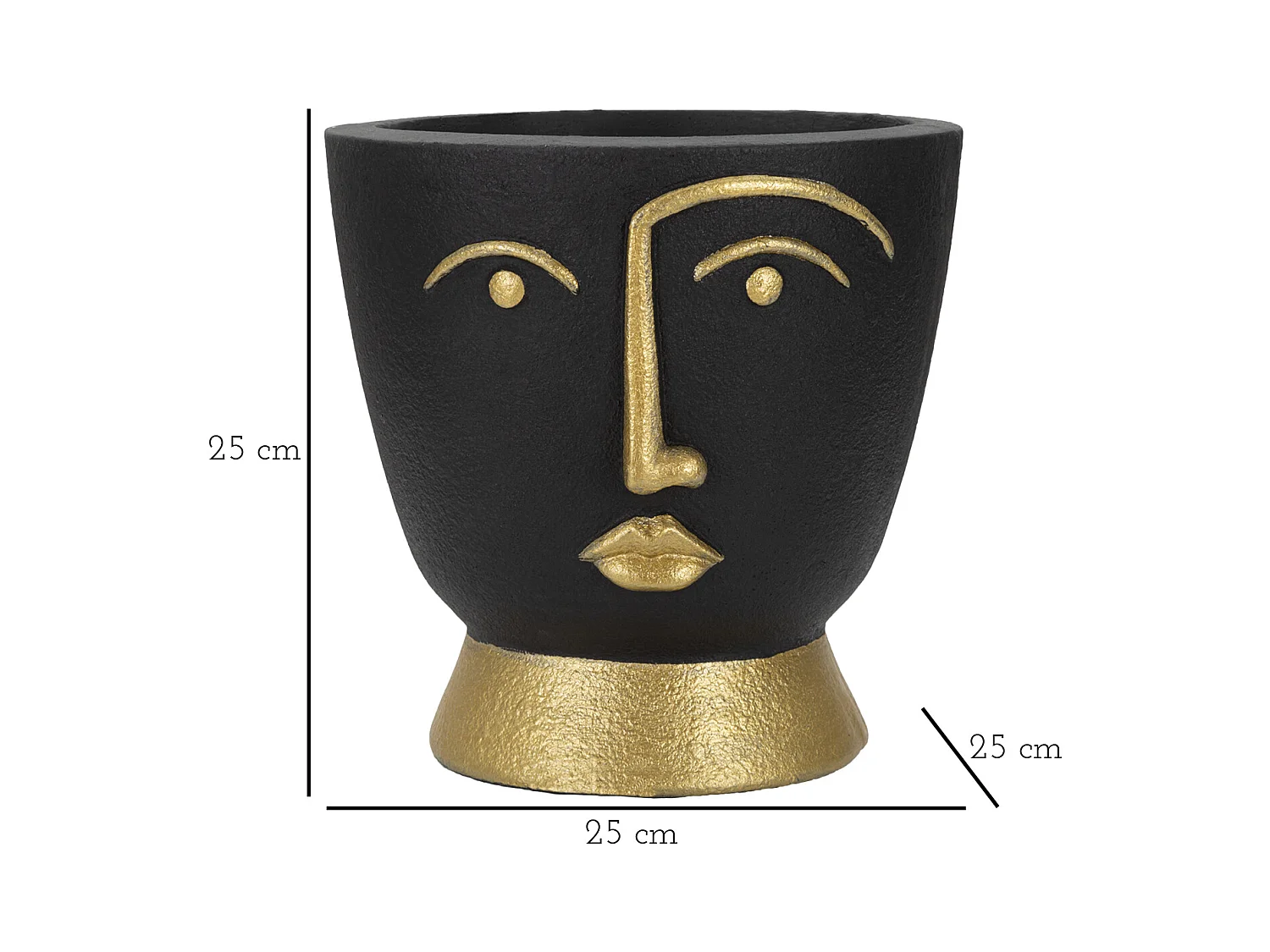 Vase Design Visage "Tribal" 25cm Noir & Or