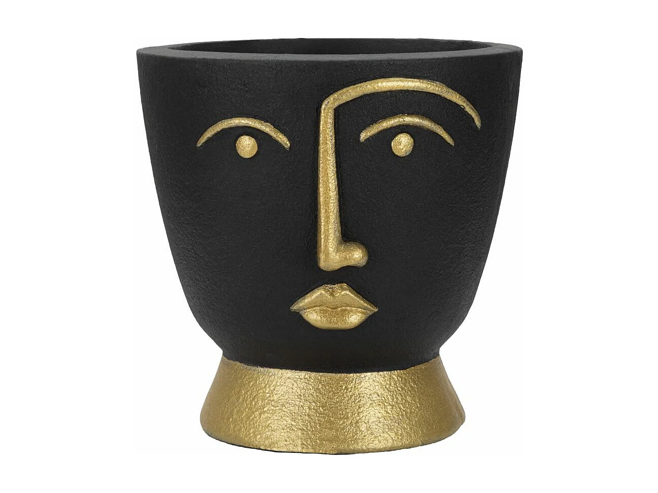 Vase Design Visage "Tribal" 25cm Noir & Or