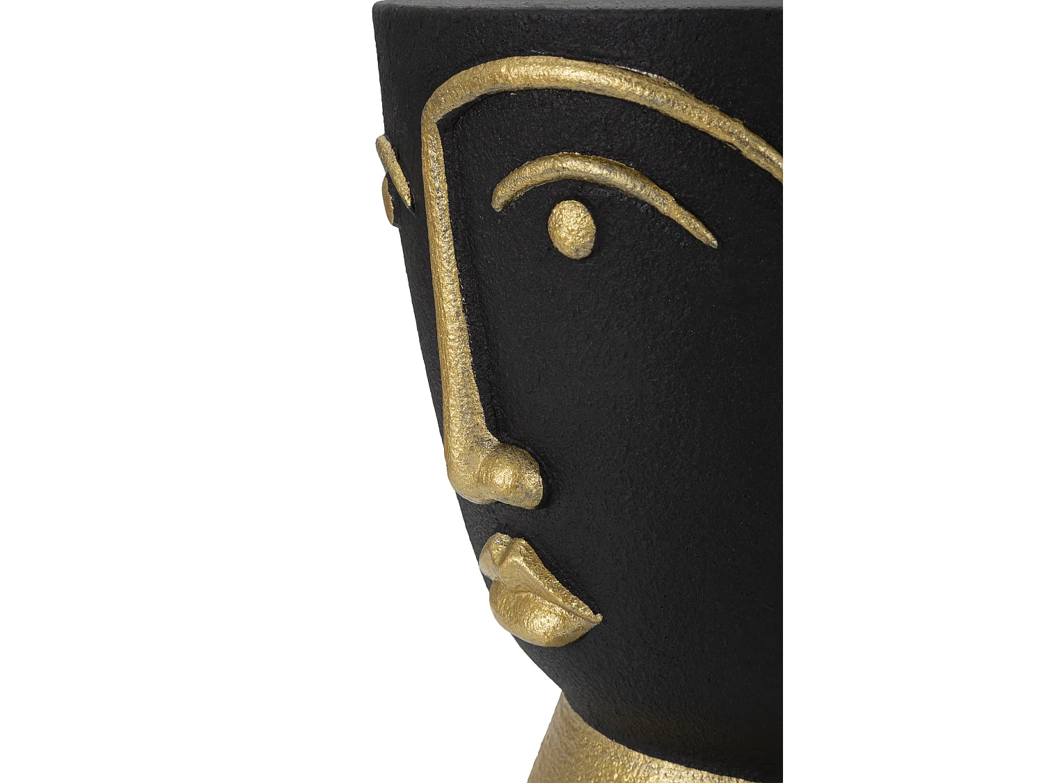 Vase Design Visage "Tribal" 25cm Noir & Or