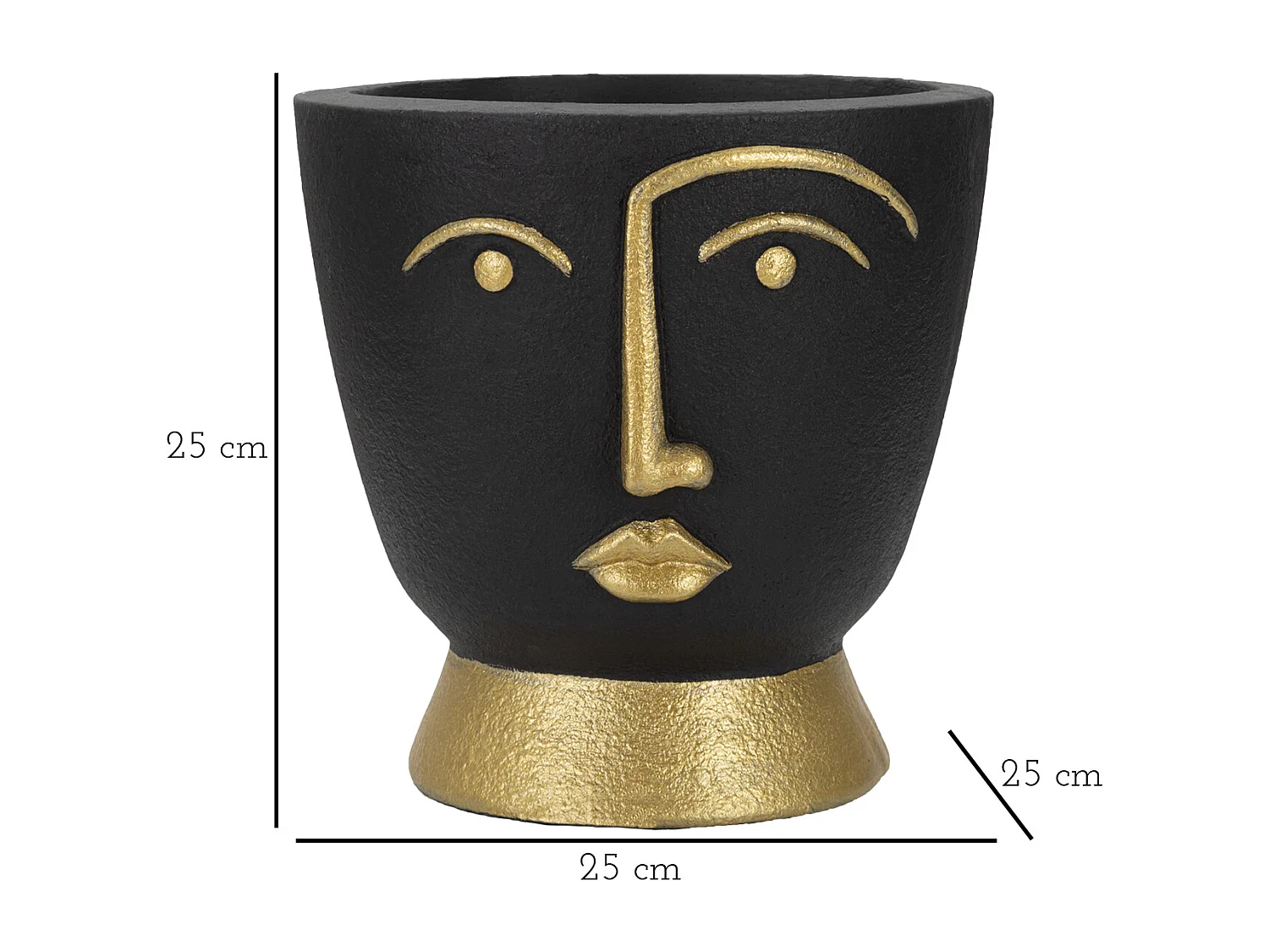 Vase Design Visage "Tribal" 25cm Noir & Or