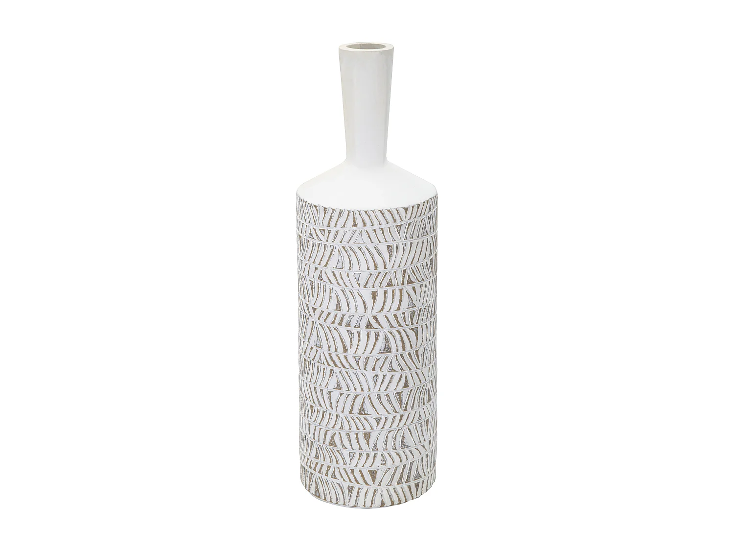 Vase Bouteille Abstrait "Nairobi" 49cm Blanc