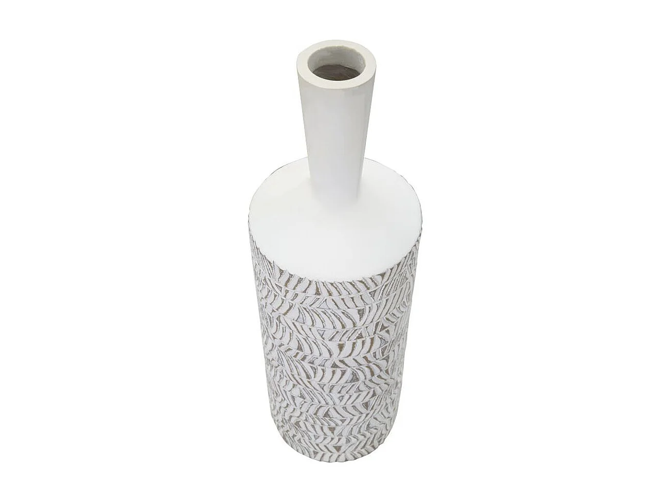 Witte harsvaas met gebeeldhouwde decoraties Ø 15x49,5 cm