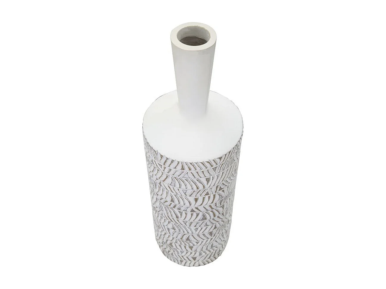 Witte harsvaas met gebeeldhouwde decoraties Ø 15x49,5 cm