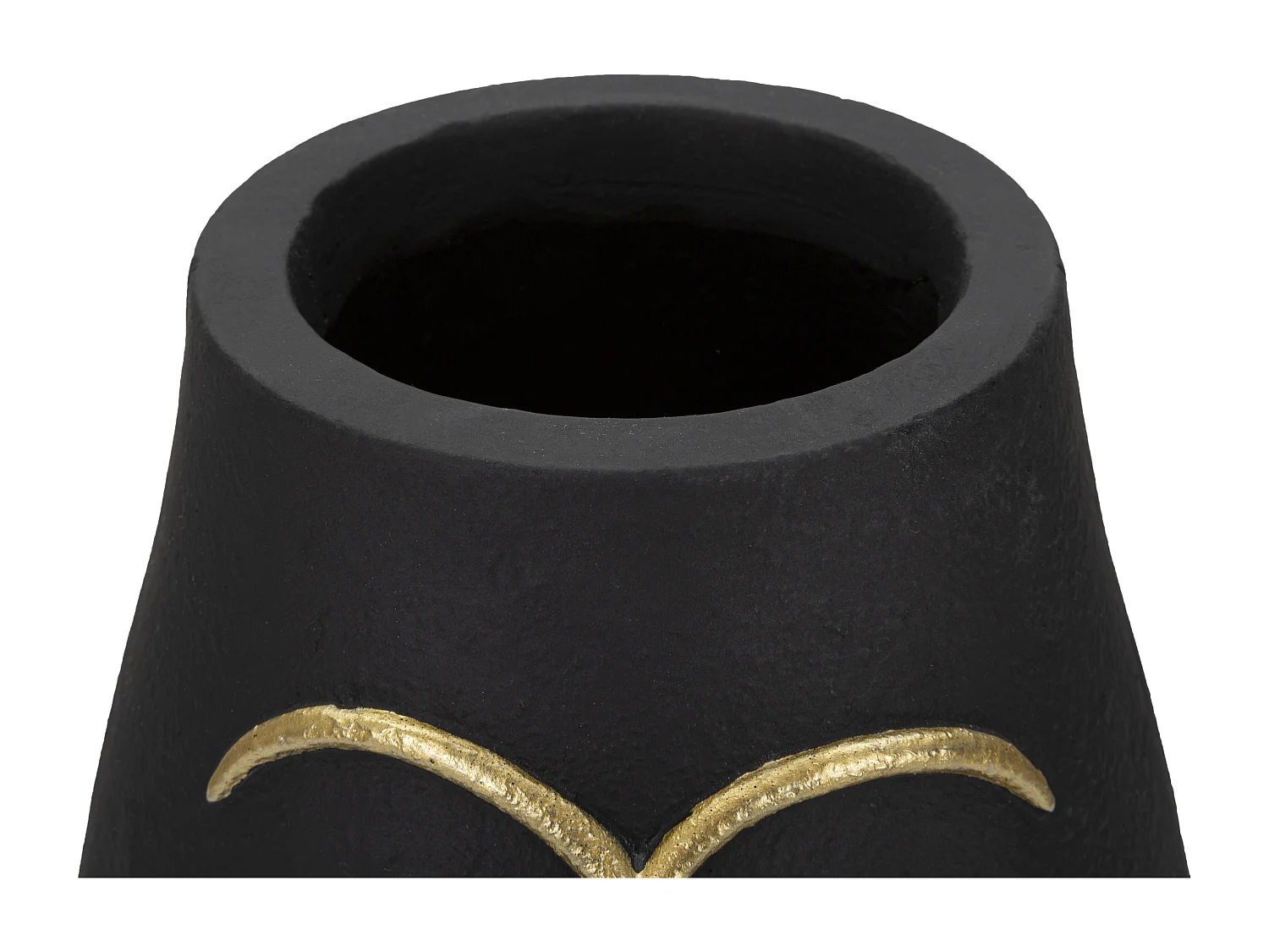Vaso in resina nero e dorato testa tribale cm 24x22x31