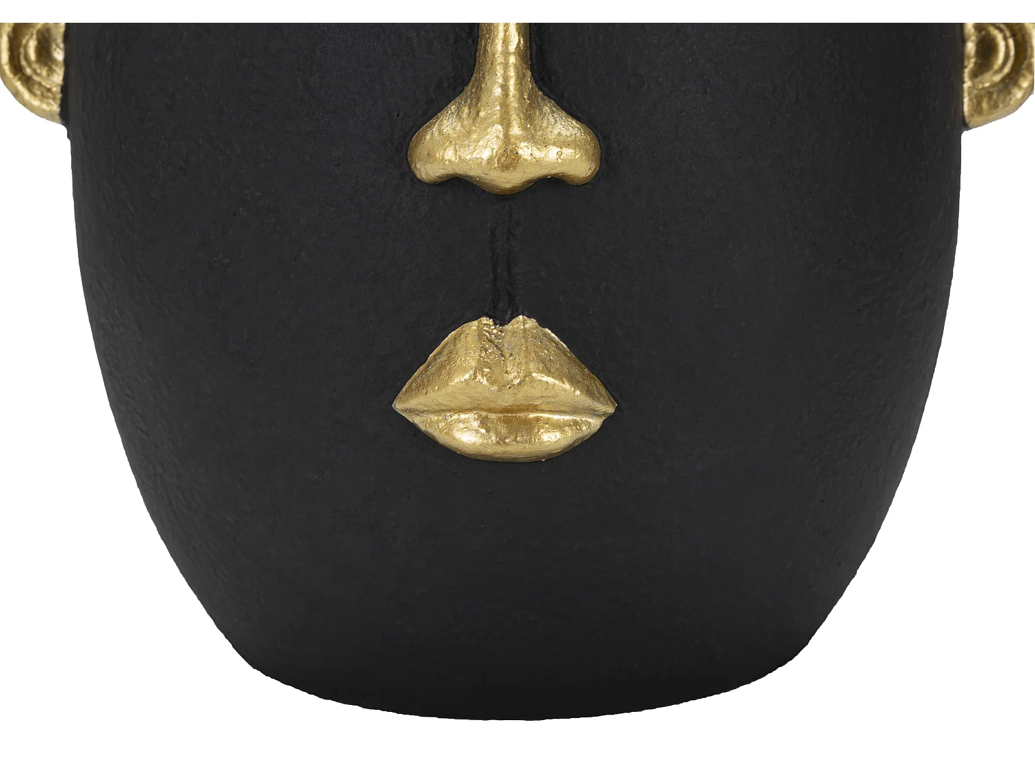 Vaso in resina nero e dorato testa tribale cm 24x22x31