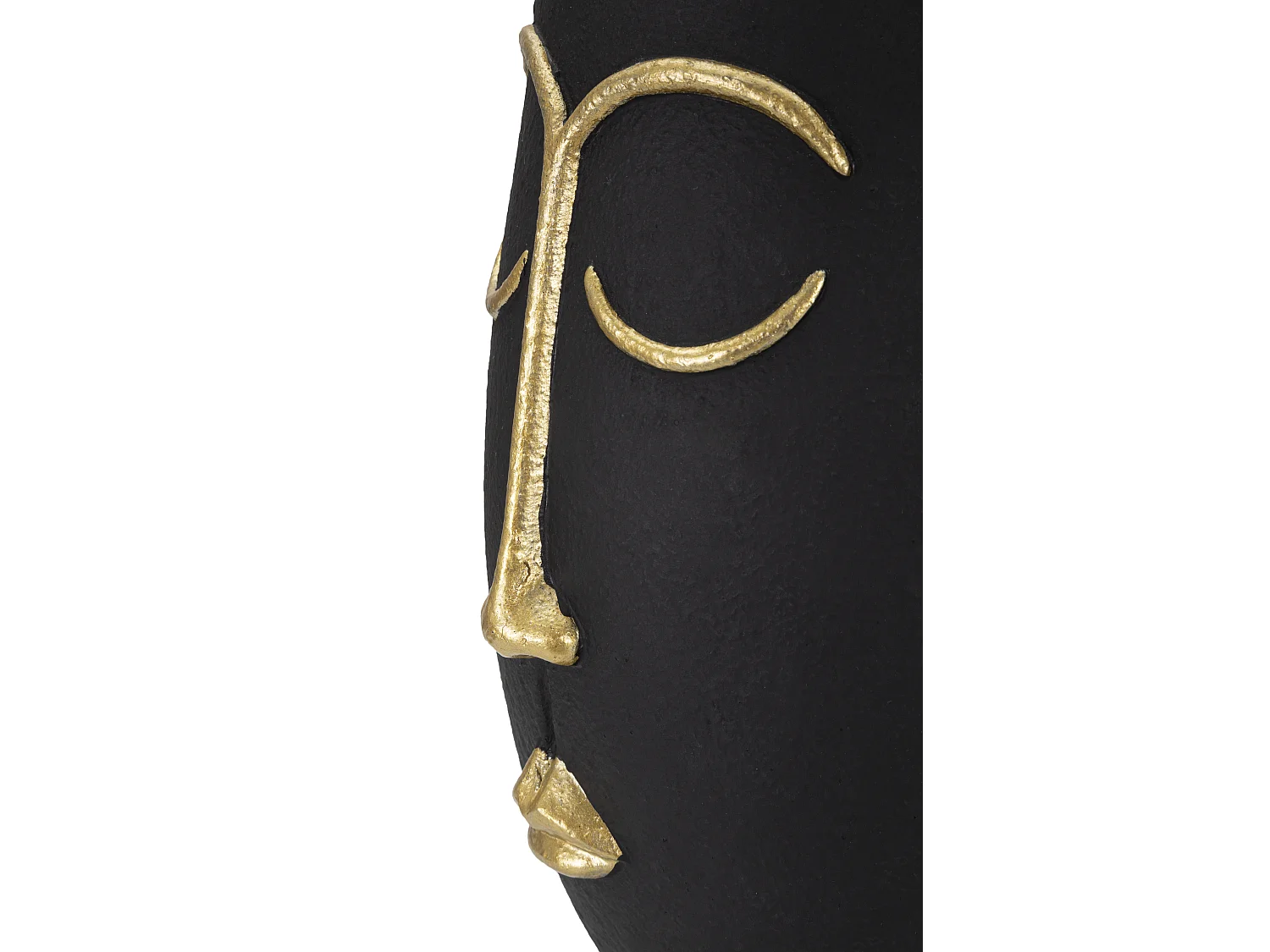 Vaso in resina nero e dorato testa tribale cm 24x22x31