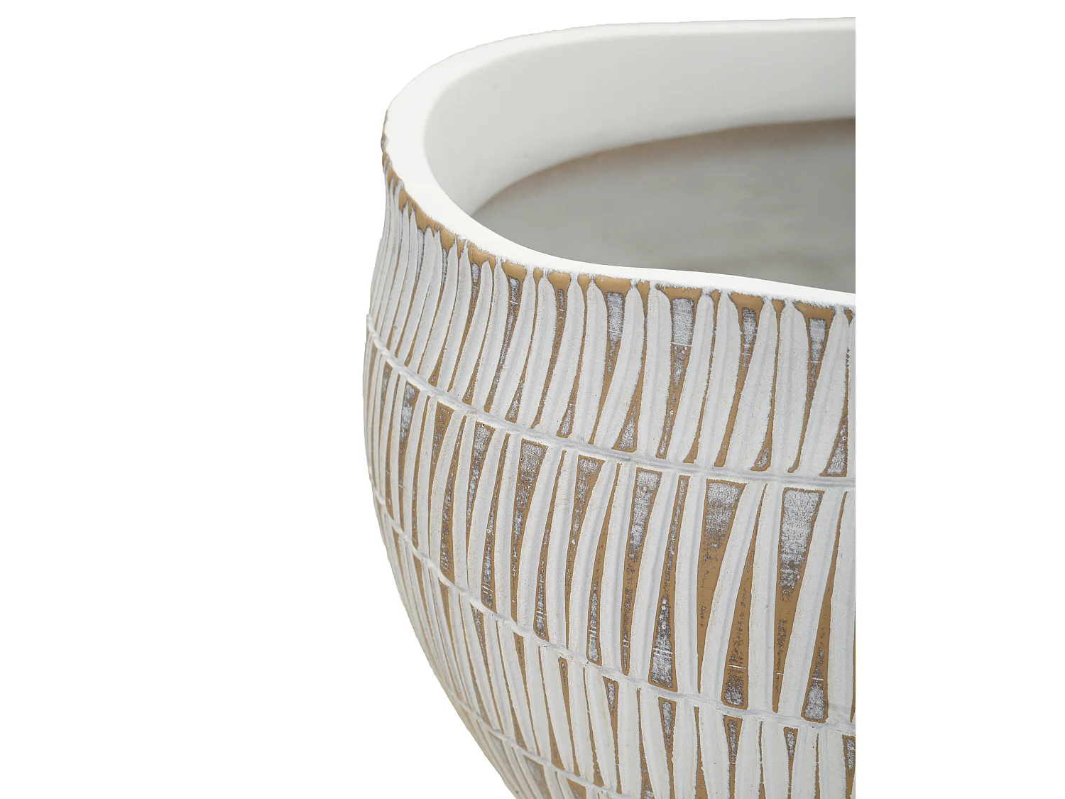 Cache-Pot Déco en Résine "Stiky" 26cm Or & Blanc