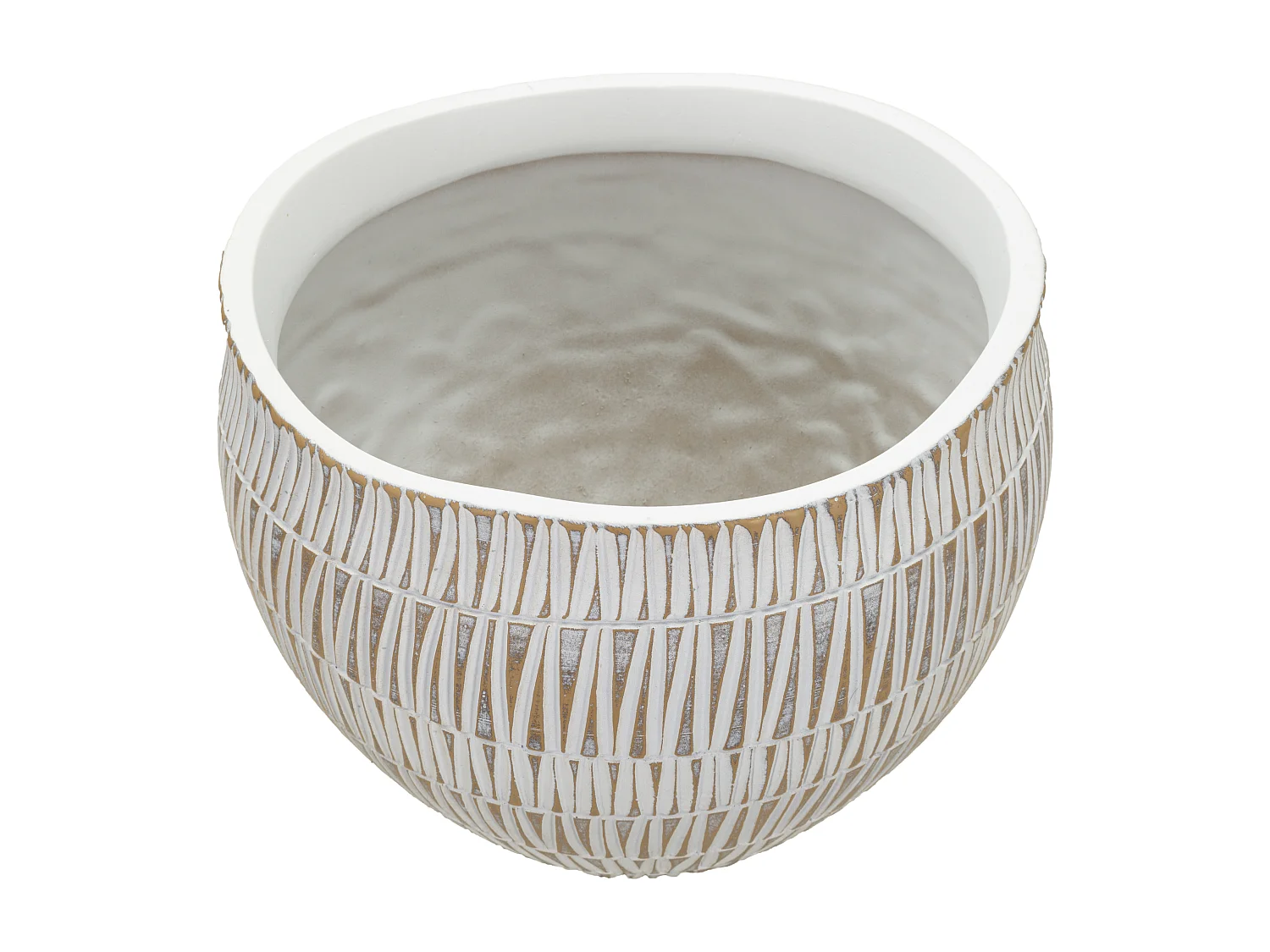 Cache-Pot Déco en Résine "Stiky" 26cm Or & Blanc