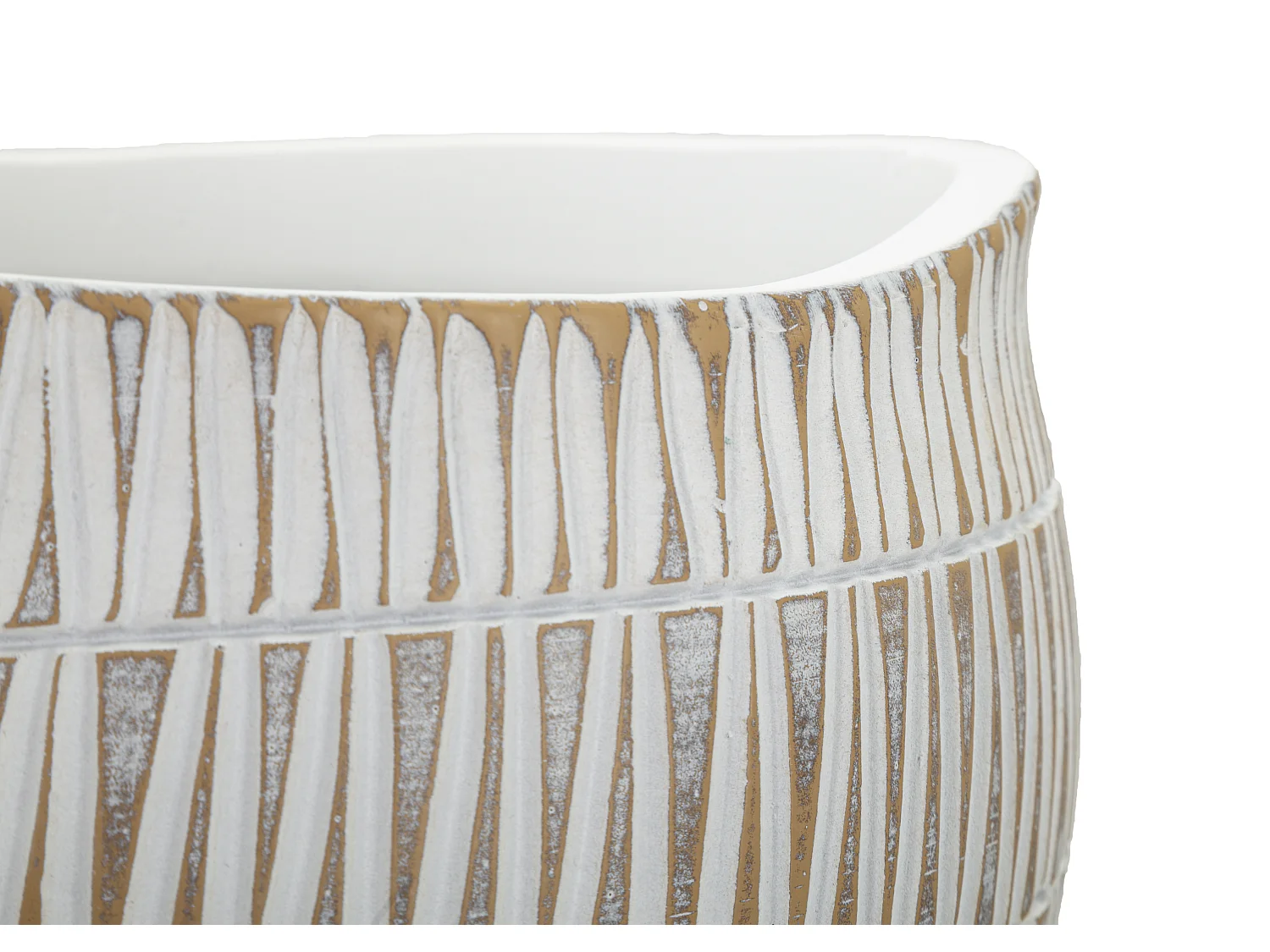 Cache-Pot Déco en Résine "Stiky" 26cm Or & Blanc