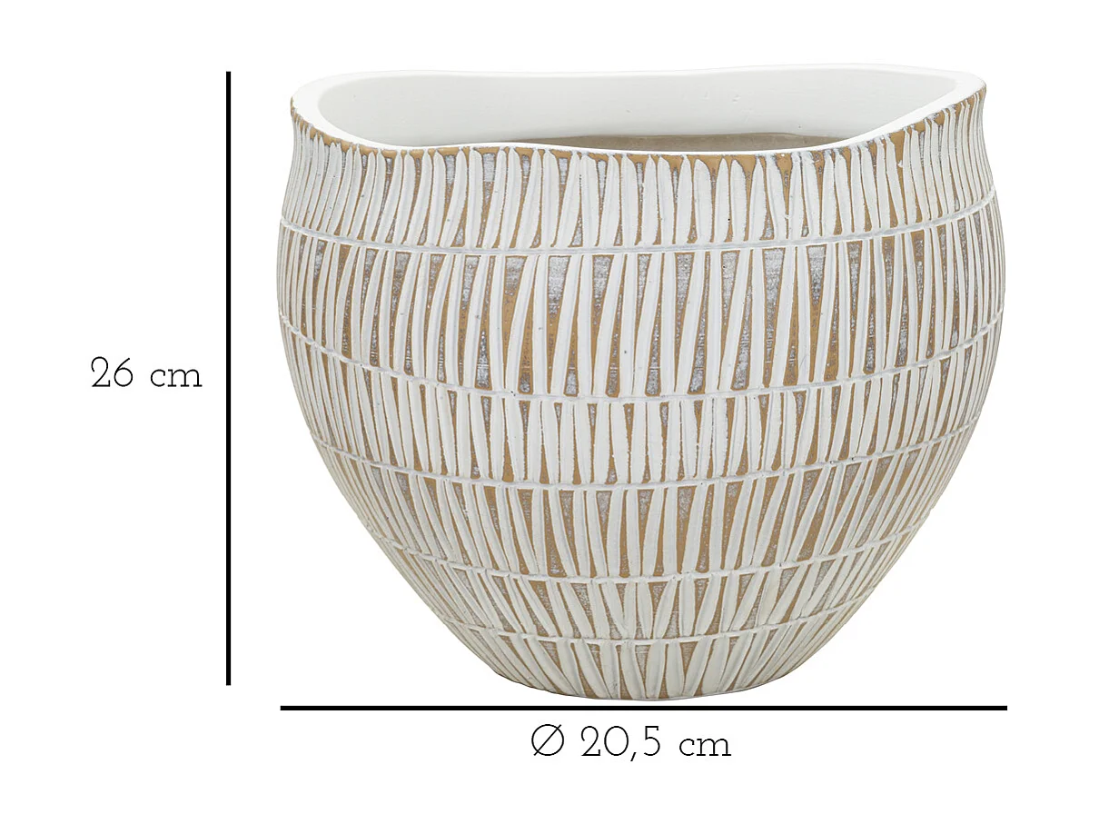 Cache-Pot Déco en Résine "Stiky" 26cm Or & Blanc