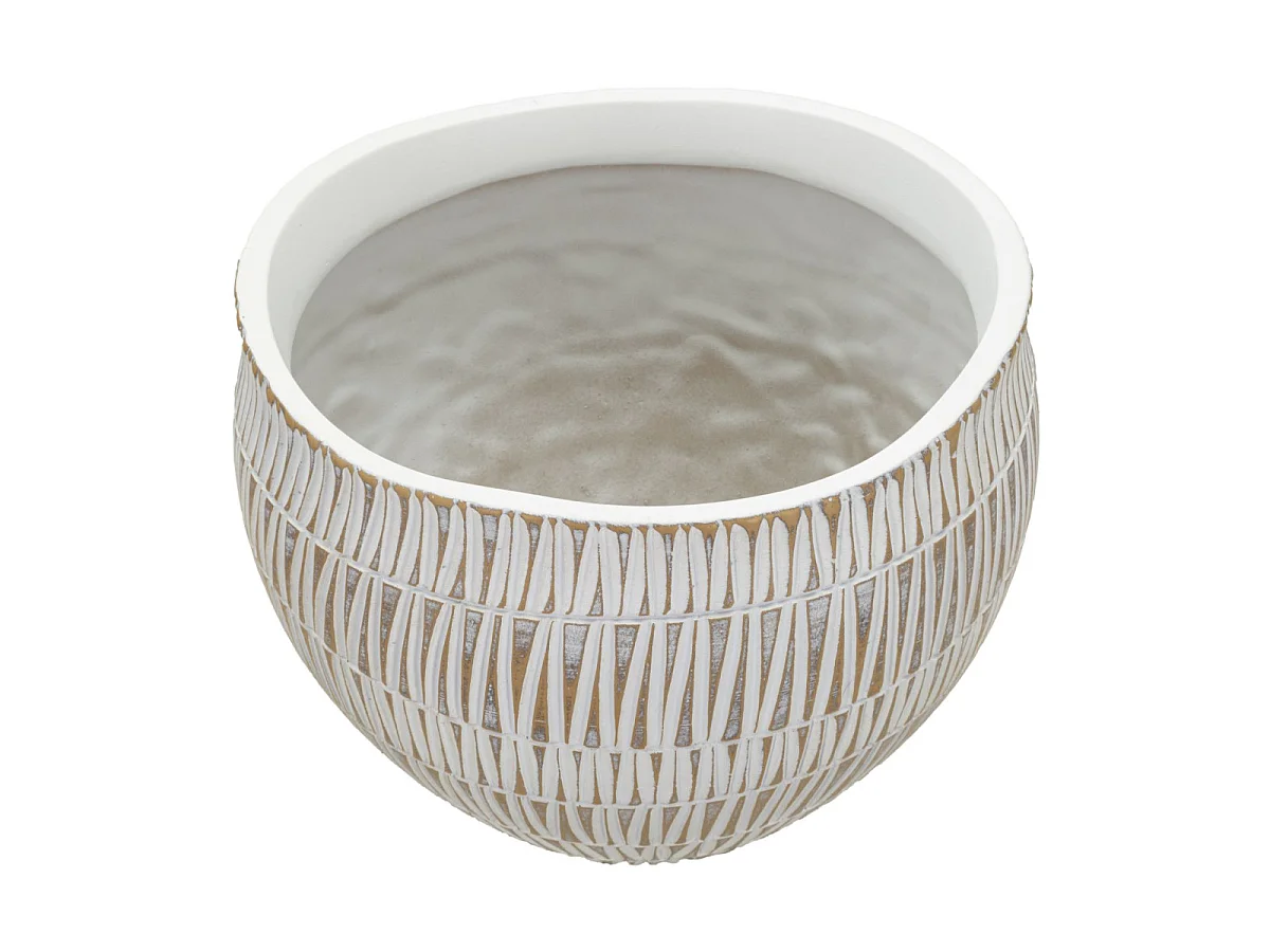 Cache-Pot Déco en Résine "Stiky" 26cm Or & Blanc