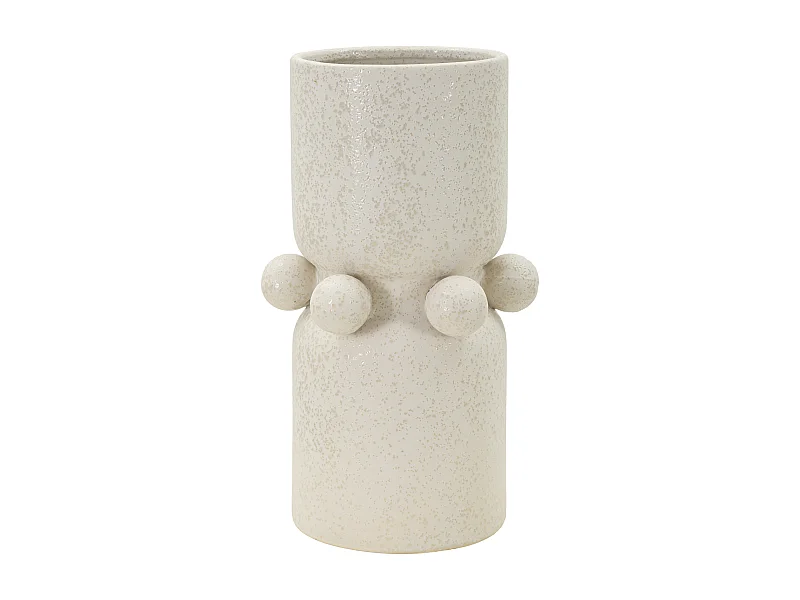 Vase Cylindrique en Céramique "Bubbles" 28cm Crème