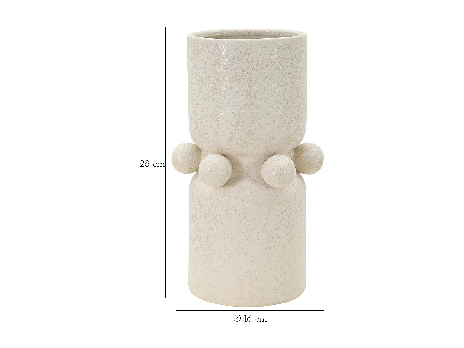 Vase Cylindrique en Céramique "Bubbles" 28cm Crème