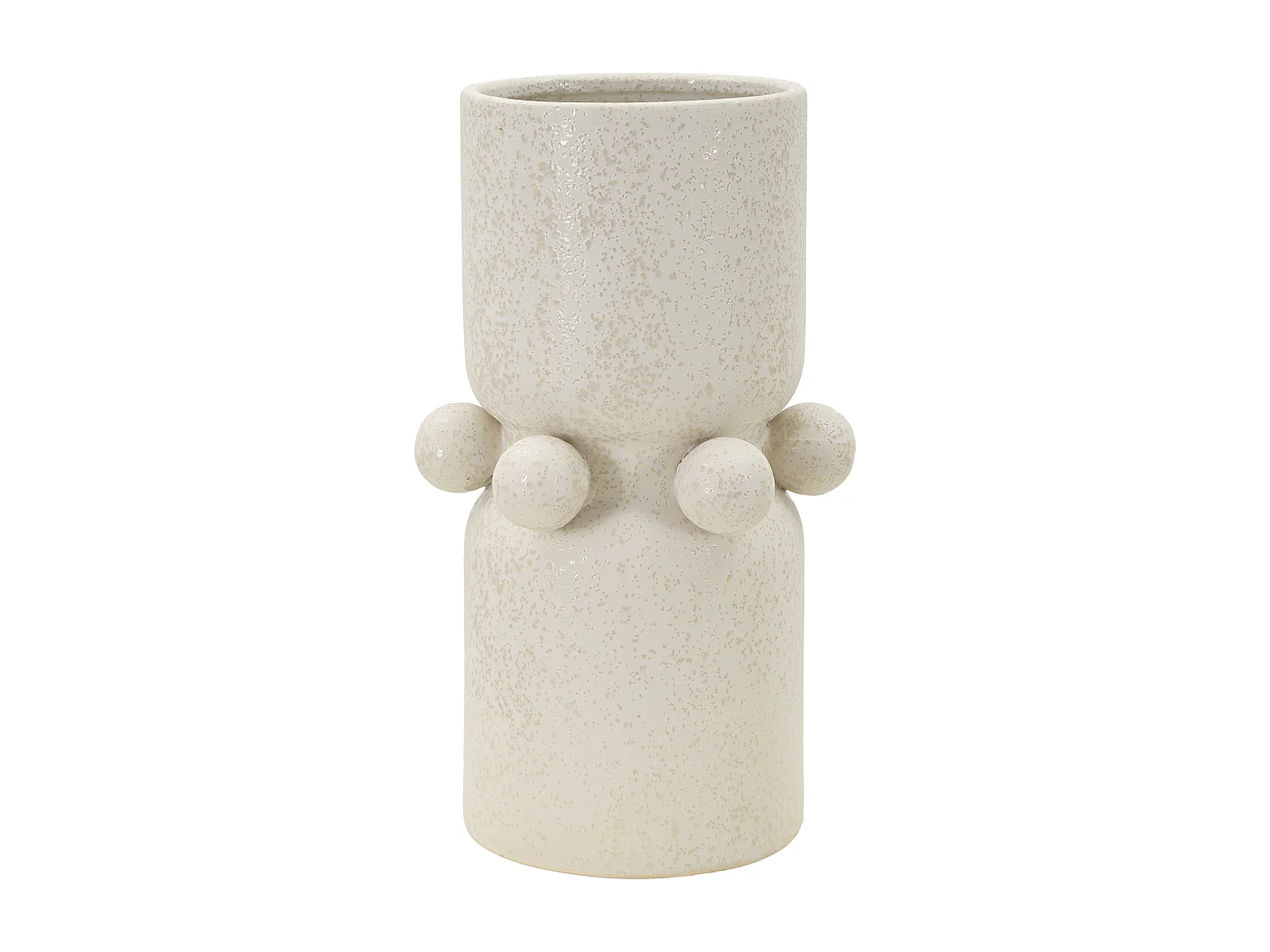 Vase Cylindrique en Céramique "Bubbles" 28cm Crème