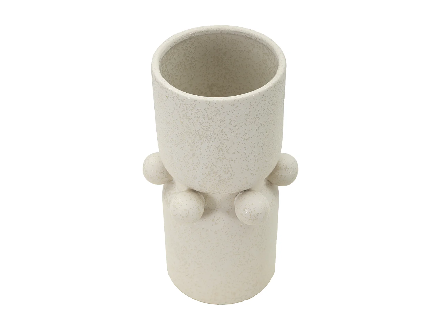 Vase Cylindrique en Céramique "Bubbles" 28cm Crème