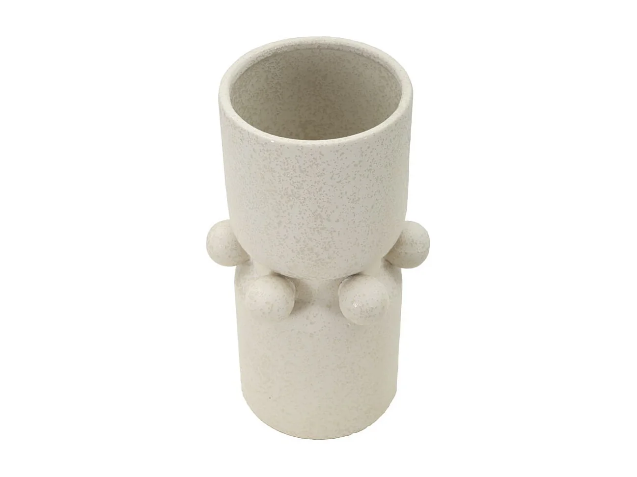 Vase Cylindrique en Céramique "Bubbles" 28cm Crème