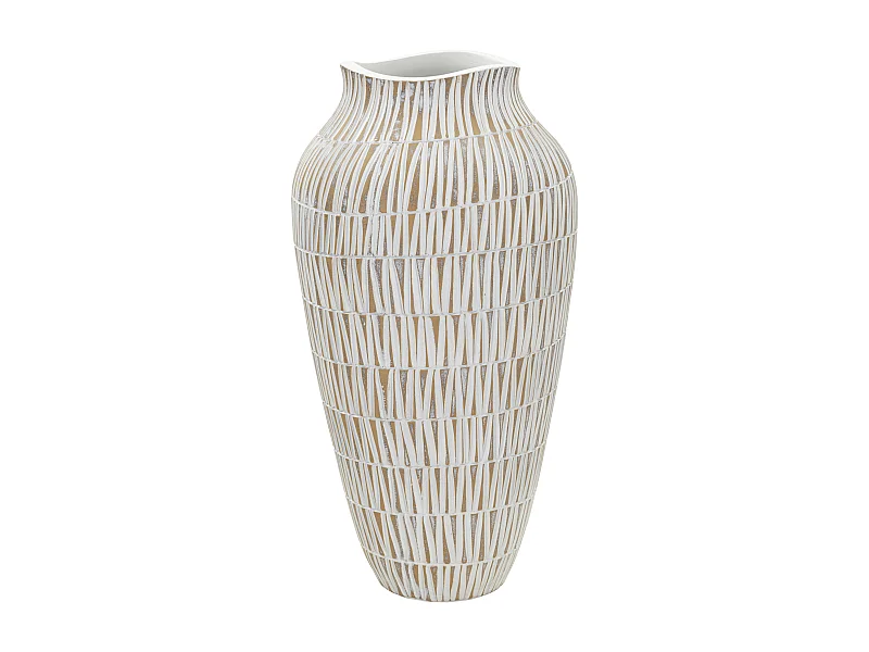 Vaso in resina bianco con linee geometriche Ø cm 22x44
