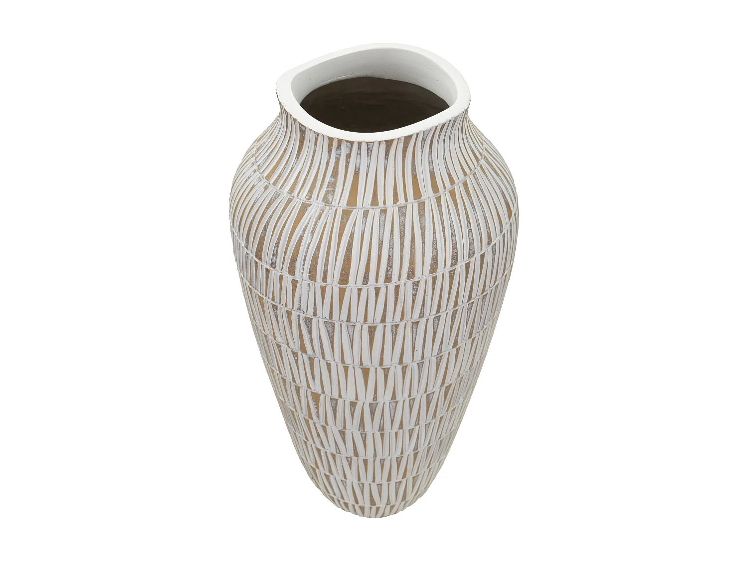 Vaso in resina bianco con linee geometriche Ø cm 22x44
