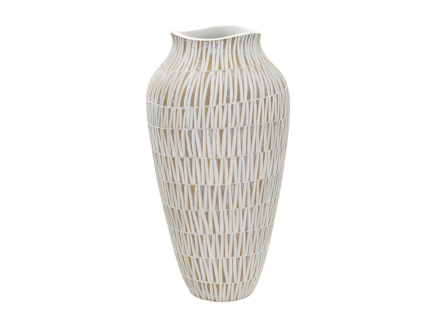Vase Déco en Résine "Stiky" 44cm Or & Blanc