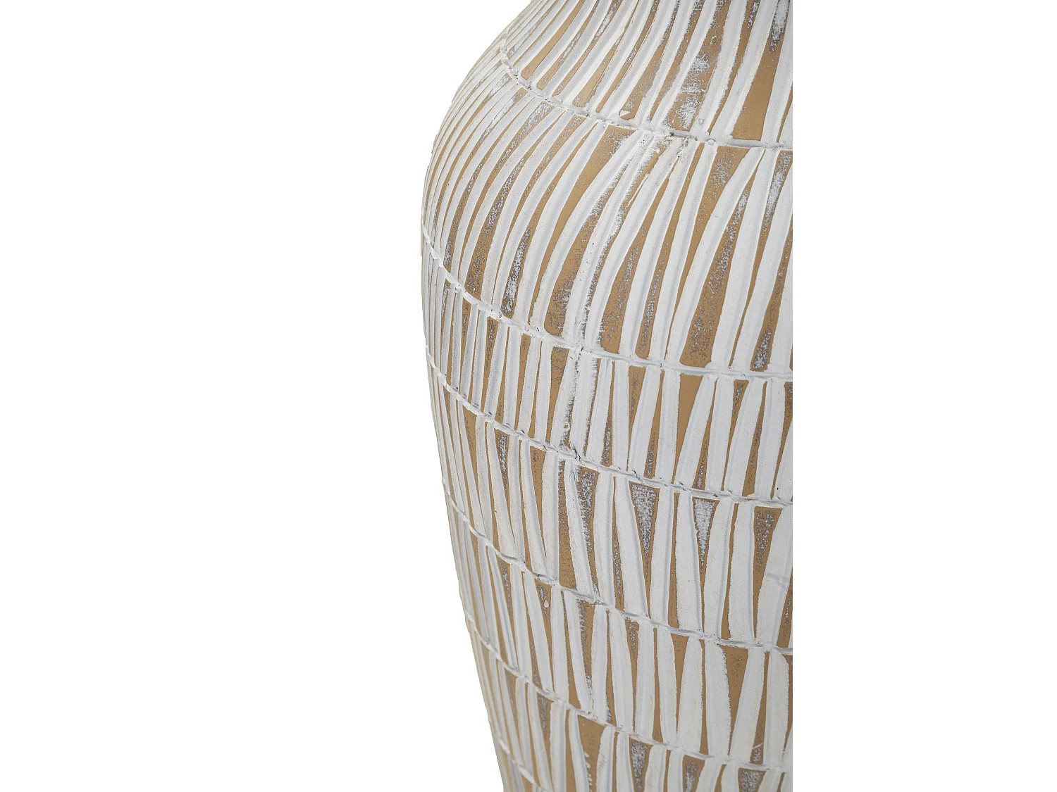 Vase Déco en Résine "Stiky" 44cm Or & Blanc