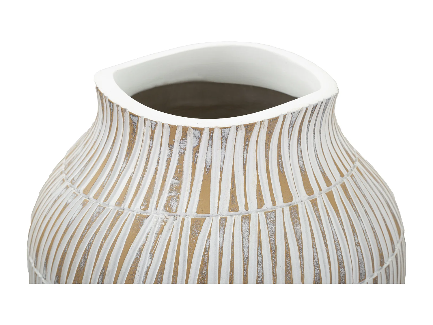 Vase Déco en Résine "Stiky" 44cm Or & Blanc