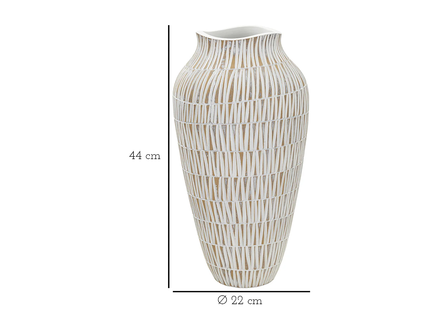 Vase Déco en Résine "Stiky" 44cm Or & Blanc