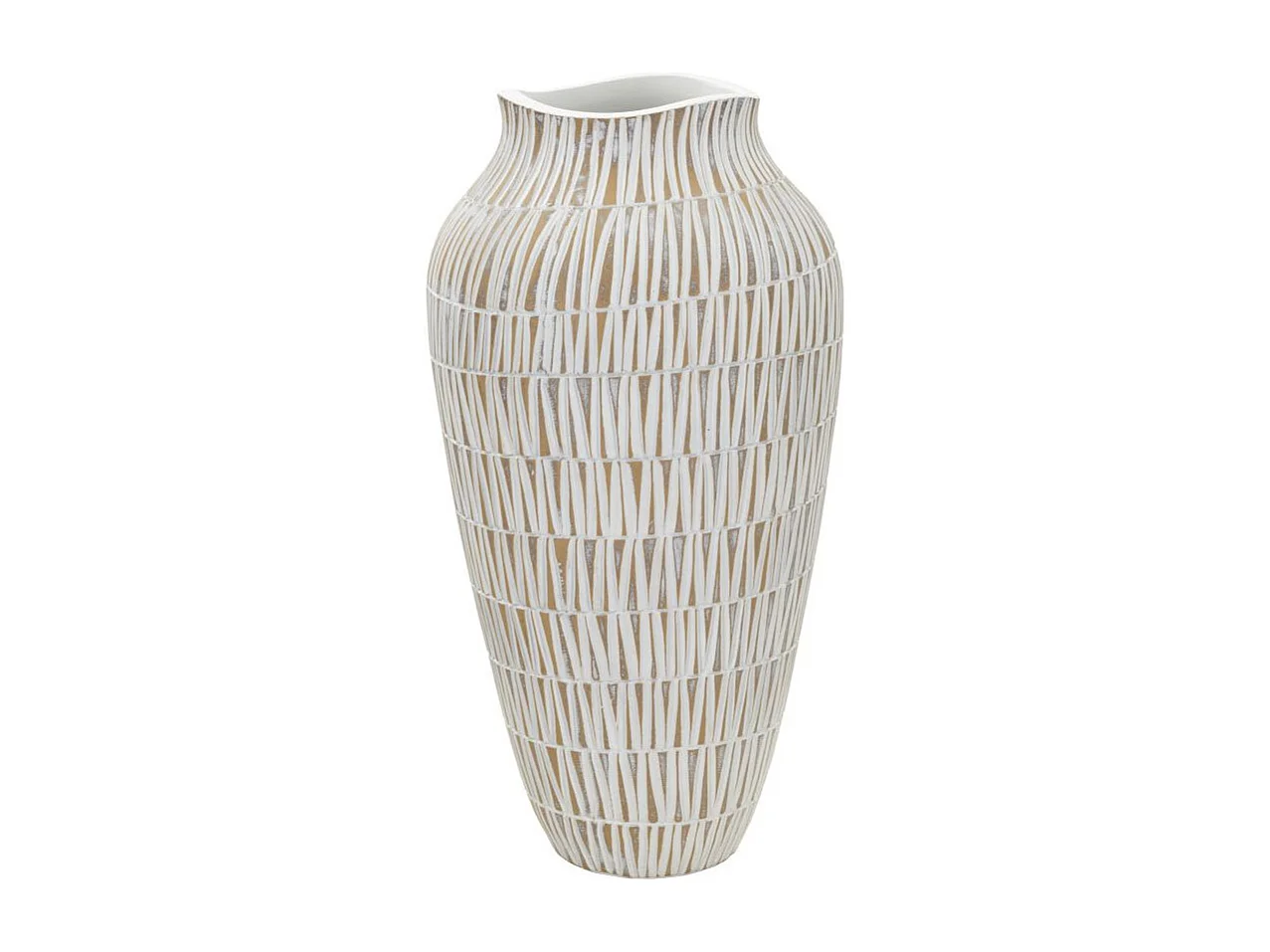 Vase Déco en Résine "Stiky" 44cm Or & Blanc