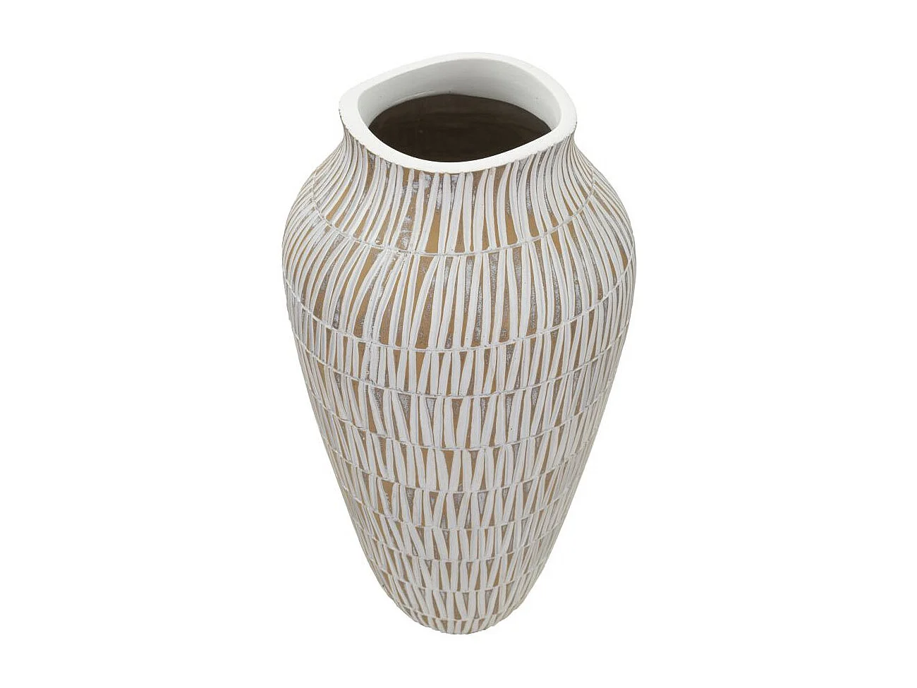 Vase Déco en Résine "Stiky" 44cm Or & Blanc