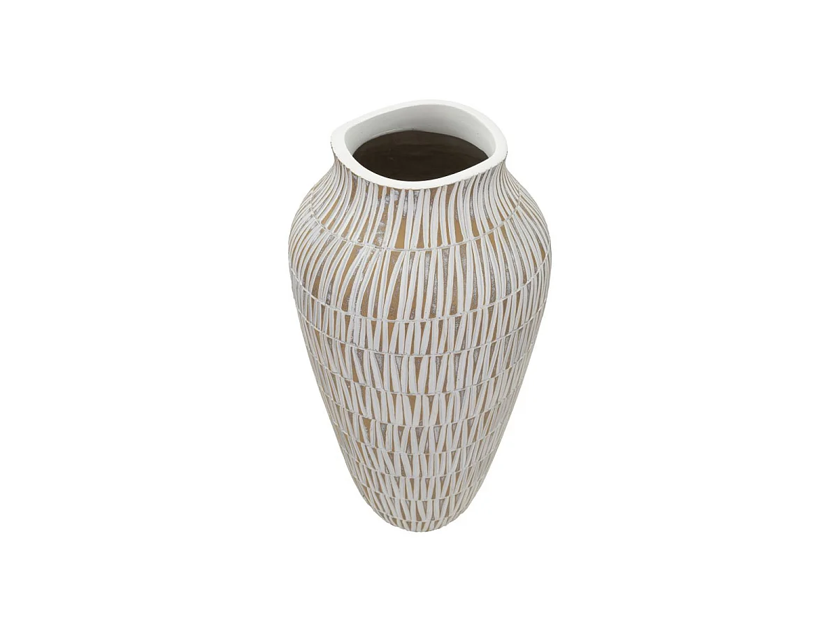 Vase Déco en Résine "Stiky" 44cm Or & Blanc