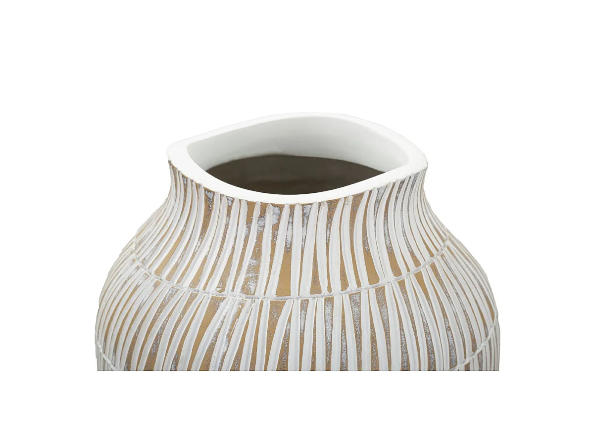 Vase Déco en Résine "Stiky" 44cm Or & Blanc