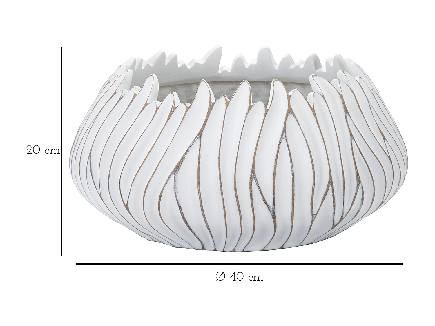 Cache-Pot Design en Relief "Honduras" 40cm Blanc