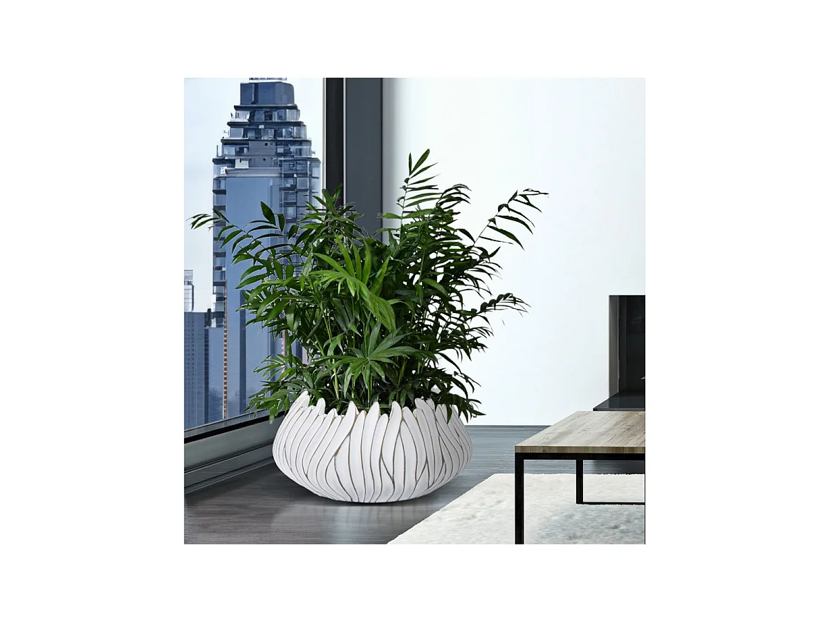 Cache-Pot Design en Relief "Honduras" 40cm Blanc