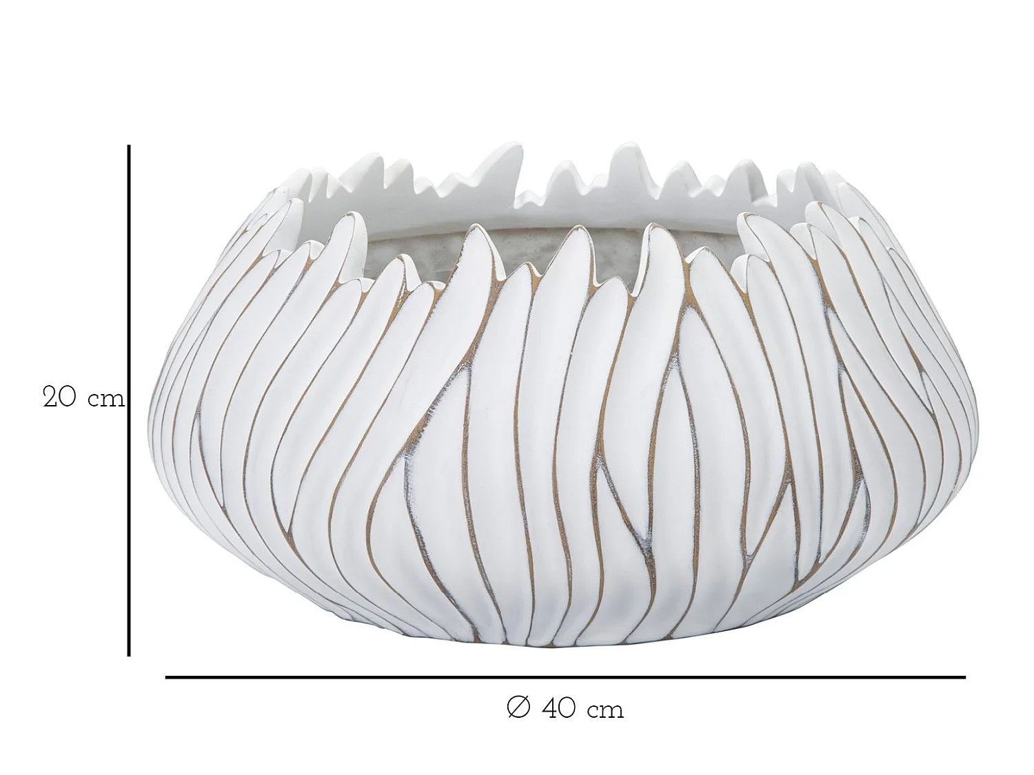 Cache-Pot Design en Relief "Honduras" 40cm Blanc