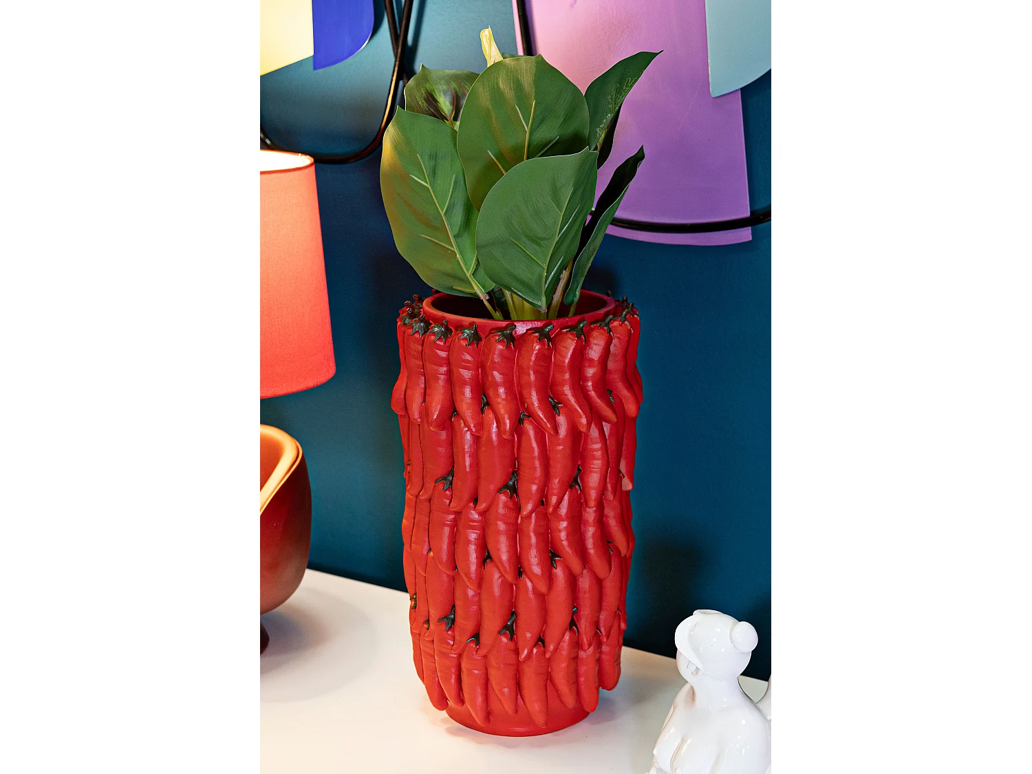 Vase Déco Piments "Chili" 34cm Rouge