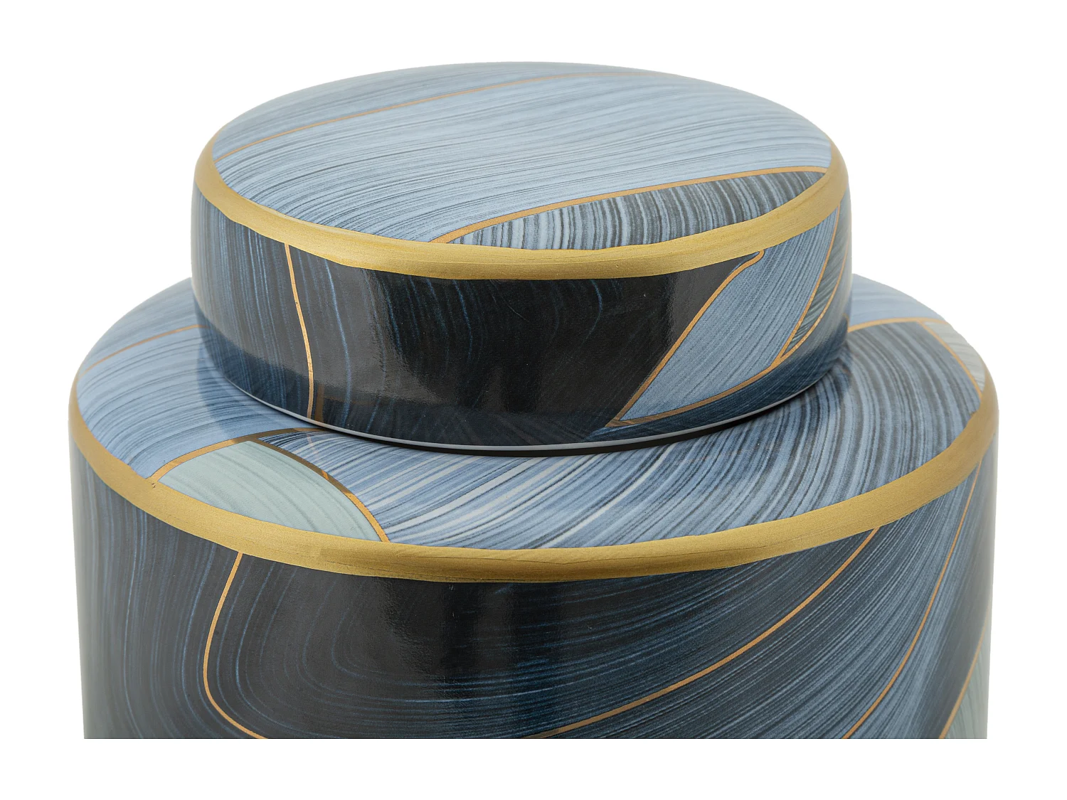 Vaso in ceramica blu con coperchio Ø cm 15x24