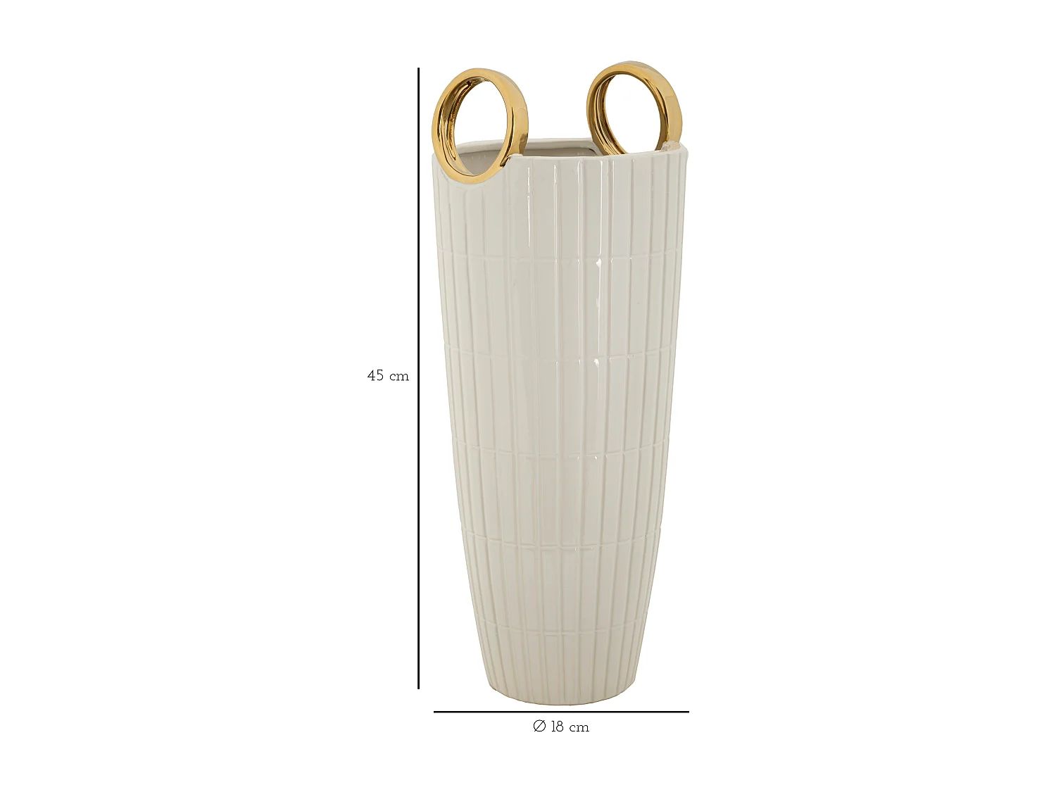 Vaso in ceramica bianco con linee Ø cm 18x45
